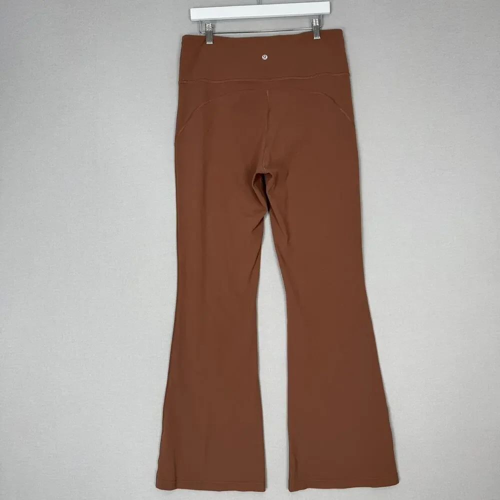 Lululemon‎ Groove Super-High-Rise Flared Pants Womens 14 Roasted Brown Nulu Yoga